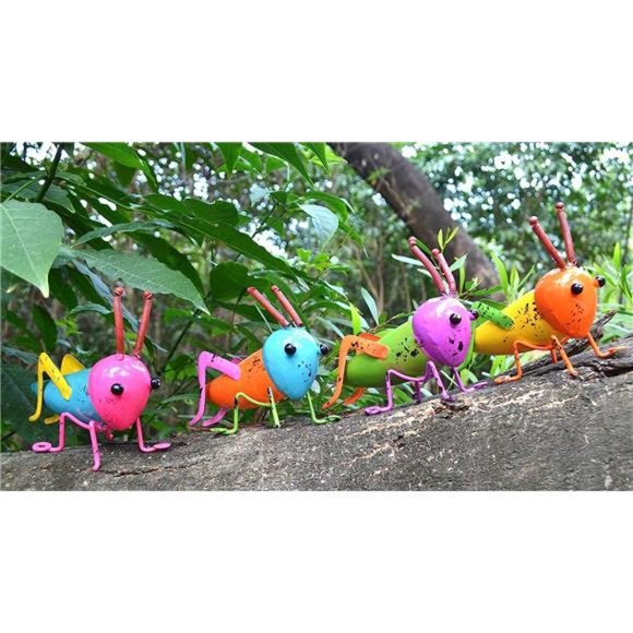 5Metal Garden Grasshopper WallArt DecorativeSet of 4Colorful Cute Locust Outdoor